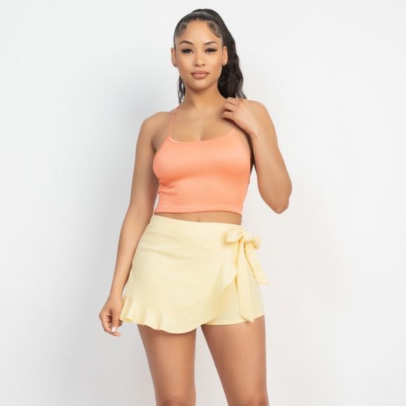 COPY - Side Tie Wrap Ruffled Mini Skort ❤️ - Picture 2 of 4